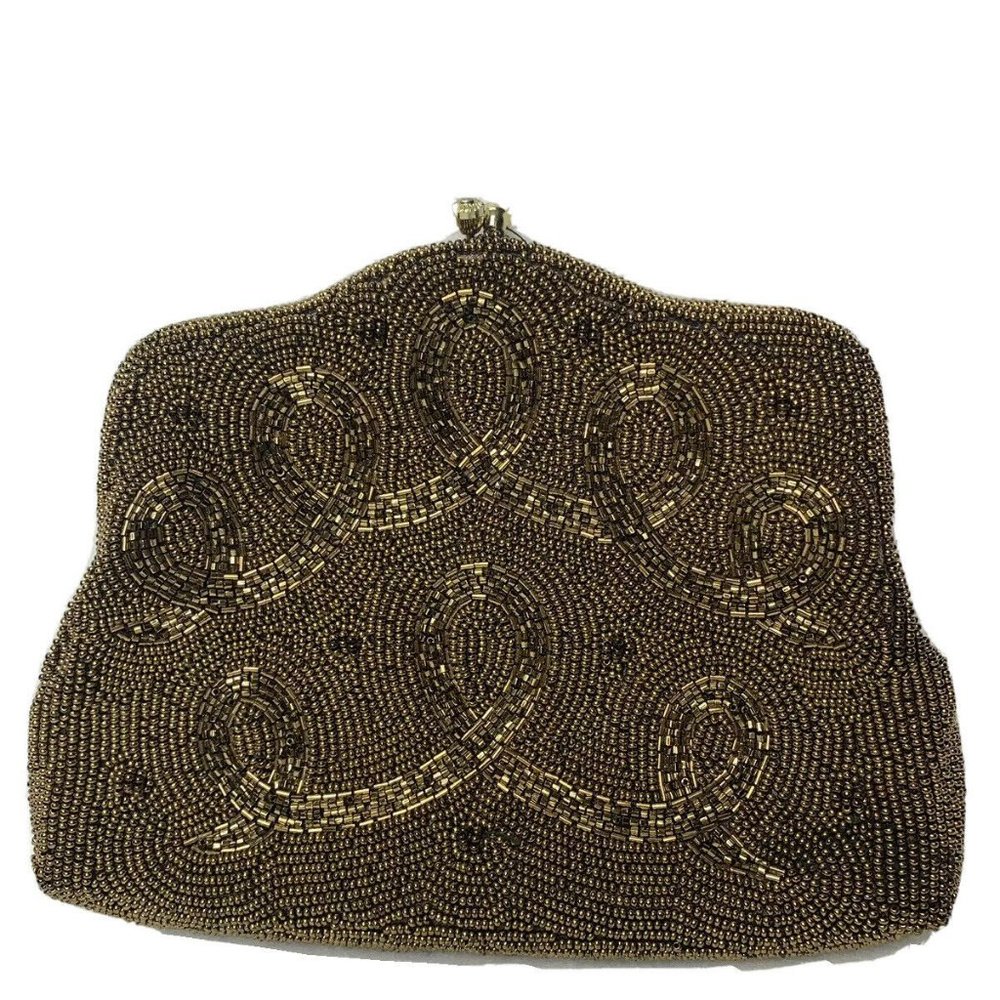 VINTAGE Japan Kissing Clasp Beaded Evening Handbag
